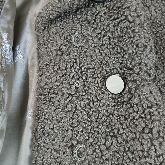 Vintage 50s Curly Persian Lamb Teddy Coat Black Car Medium Large Jackie O - Picture 5 of 10